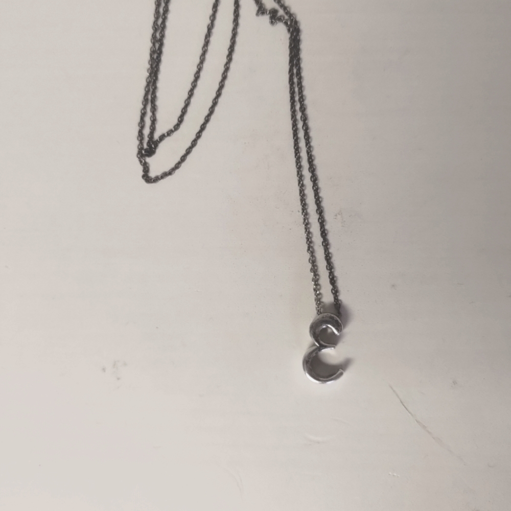 Sterling silver "E" charm and necklace